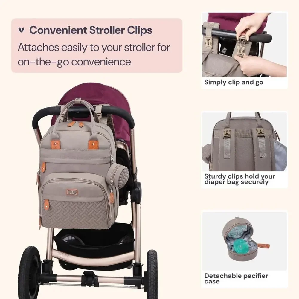 NWT! BabbleRoo Diaper Bag Khaki Backpack Multi Function Travel Tote